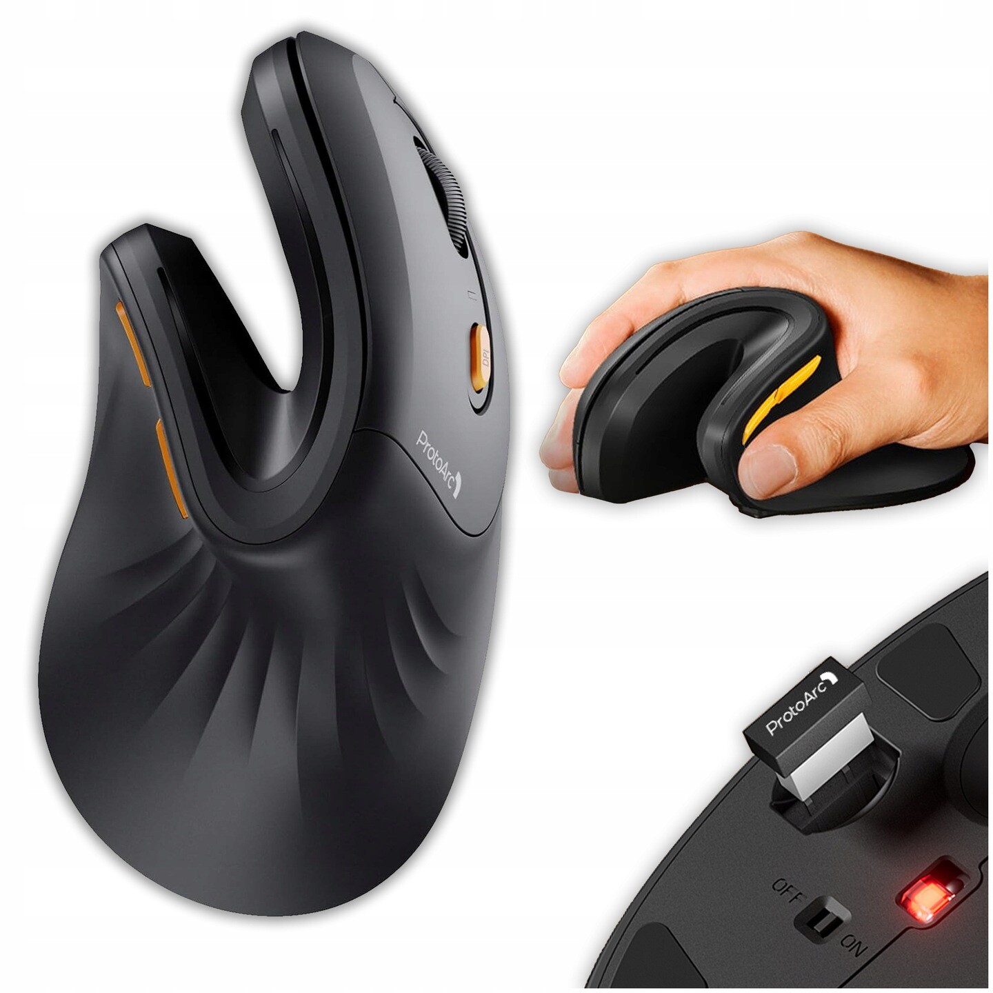 Bezdrátová Myš ProtoArc EM11 El Vertikální ergonomická Bluetooth Usb 2.4G