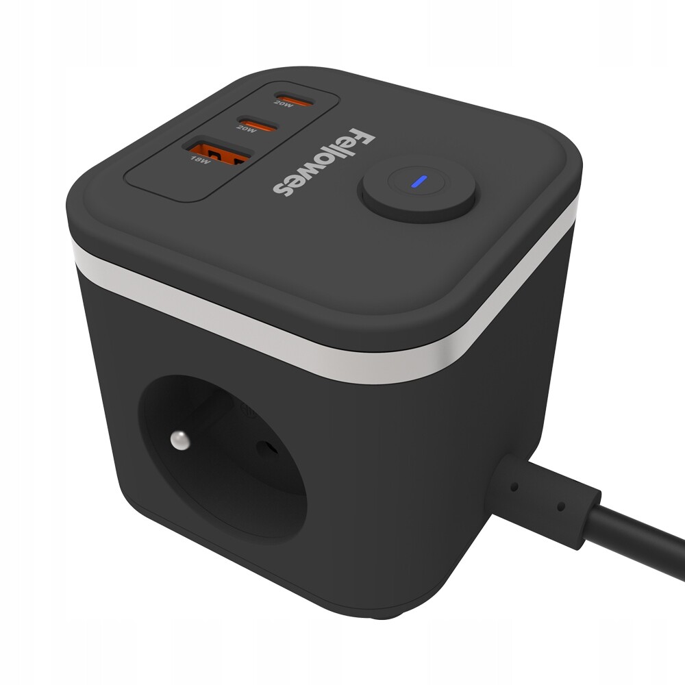 Fellowes napájecí kostka Power Cube, 3gn x230V, 2x Usb-c, 1xUSB, kabel 2 m