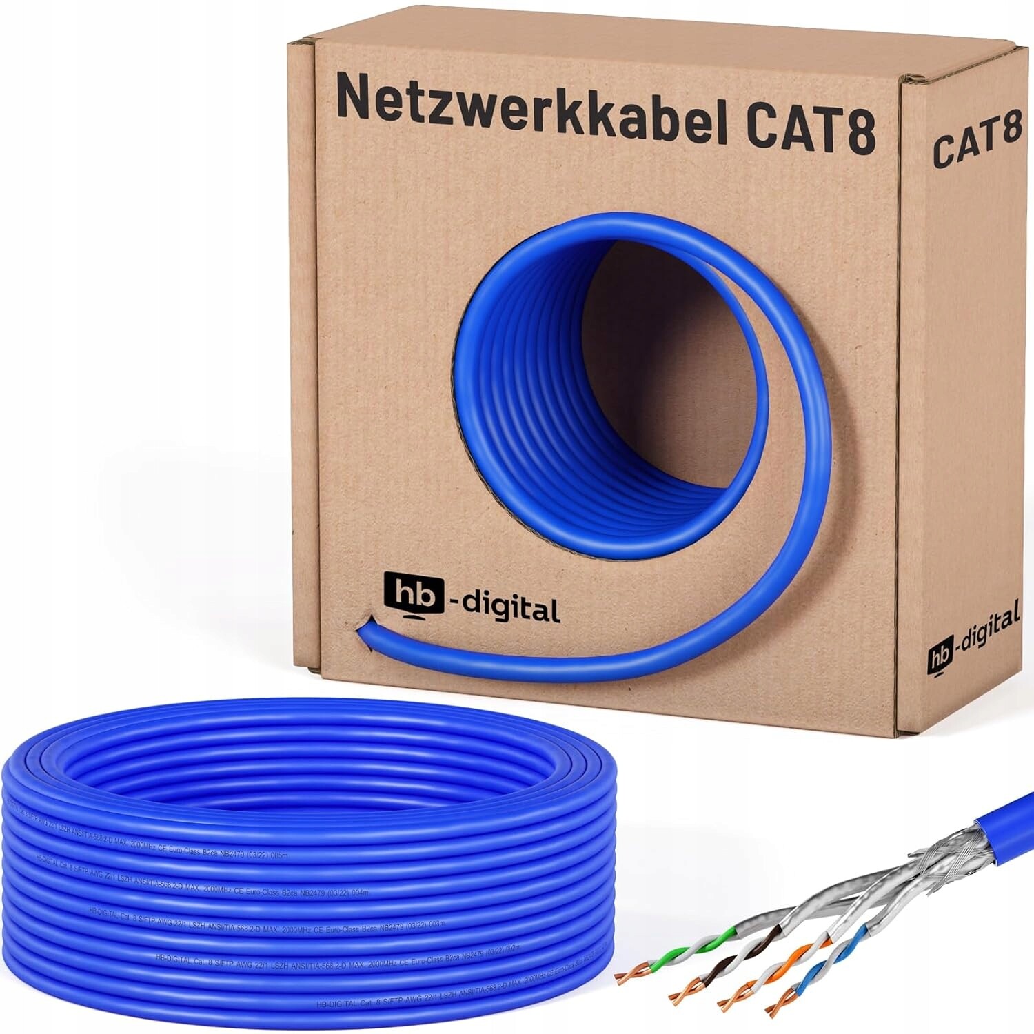 Síťový Kabel Lan Ethernet Hb-digital 25 M Kat. 8.1 S/ftp Lszh Awg 22/1