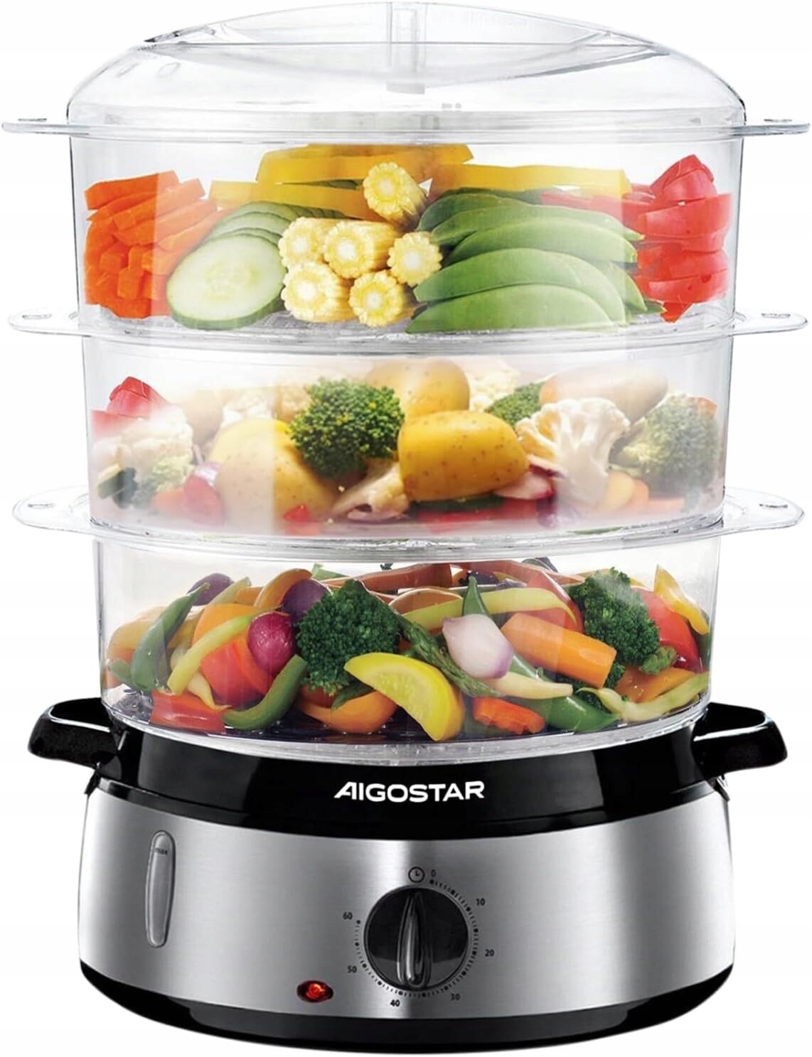 Parní hrnec Aigostar 30INA 9L 800W Stříbrný Vaření na páře