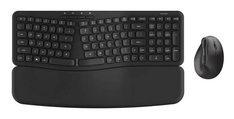 Sada klávesnice a myši Silver Monkey Ergonomic 70 Combo Wireless Set