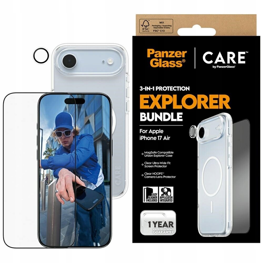 Ochranná sada Care od PanzerGlass Flagship Explorer 3v1 pro iPhone Air