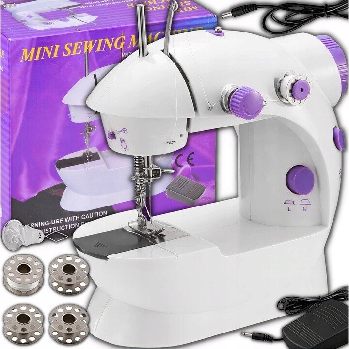 Přenosný Mini Šicí Stroj, Malý, Podsvícený, Příslušenství, Napájecí Zdroj
