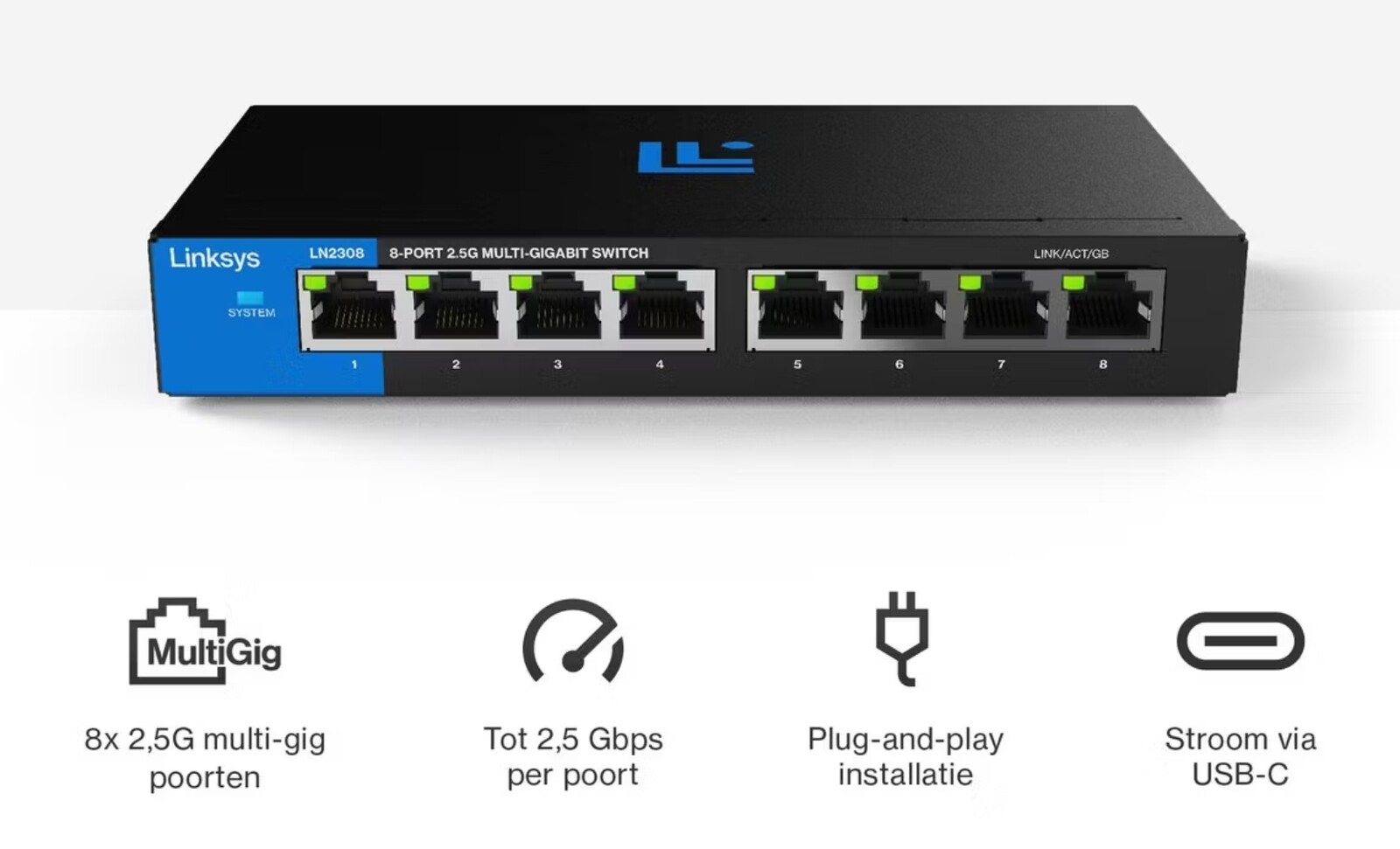 Přepínač Linksys Multi-Gig 2.5G Unmanaged 8-Port Switch LN2308
