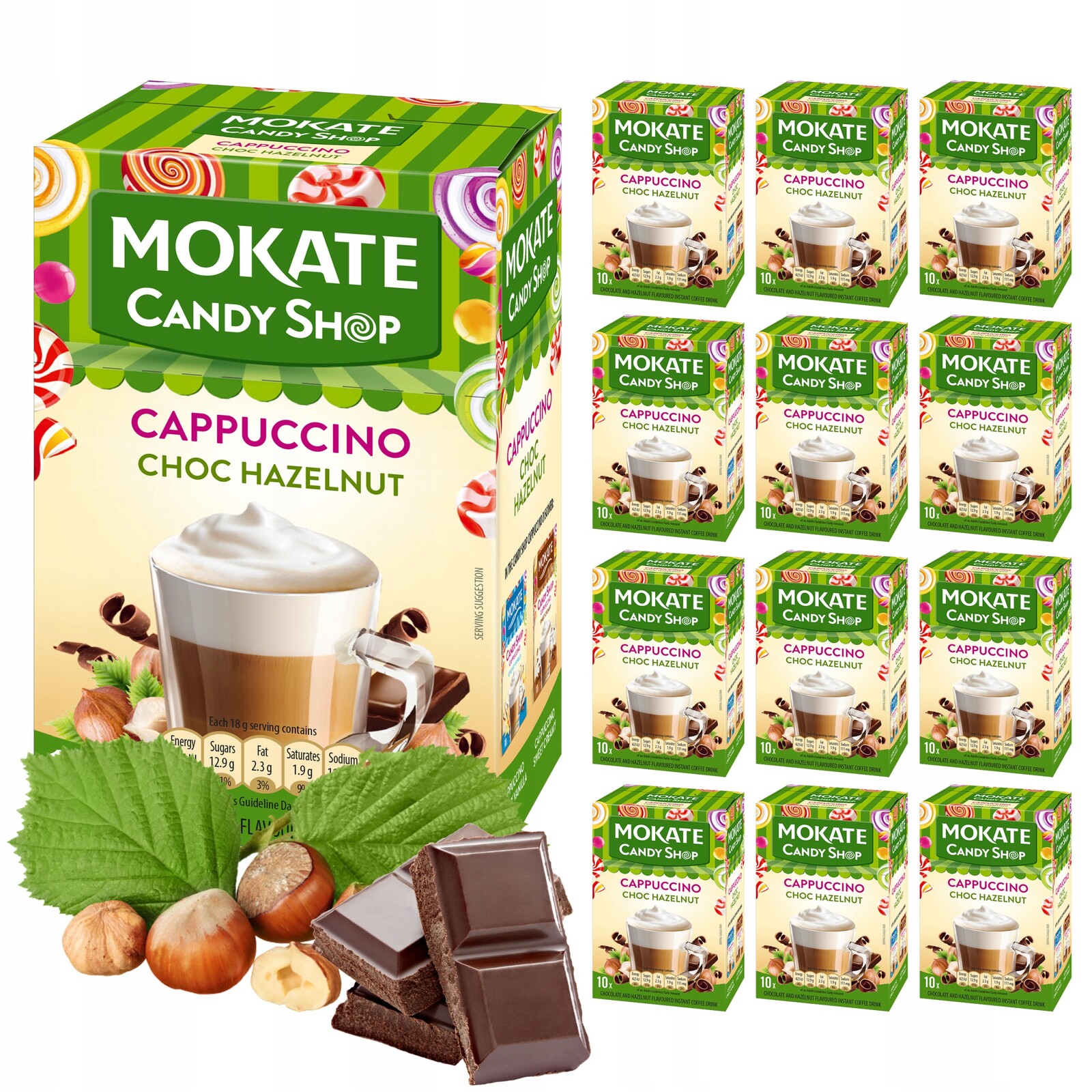 Káva Cappuccino Lískový Ořech Čokoláda Nadýchaná pěna 10 ks Moakte