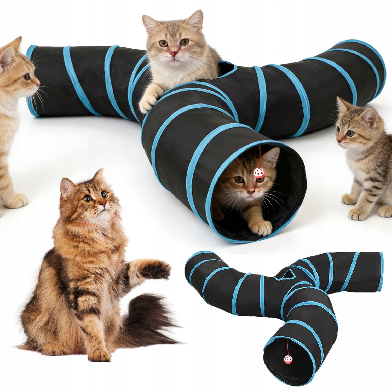 3 Drahý Tunel Pro Kočky, Hračka Pro Kočky Tunel Na Hraní Skládací Tunel