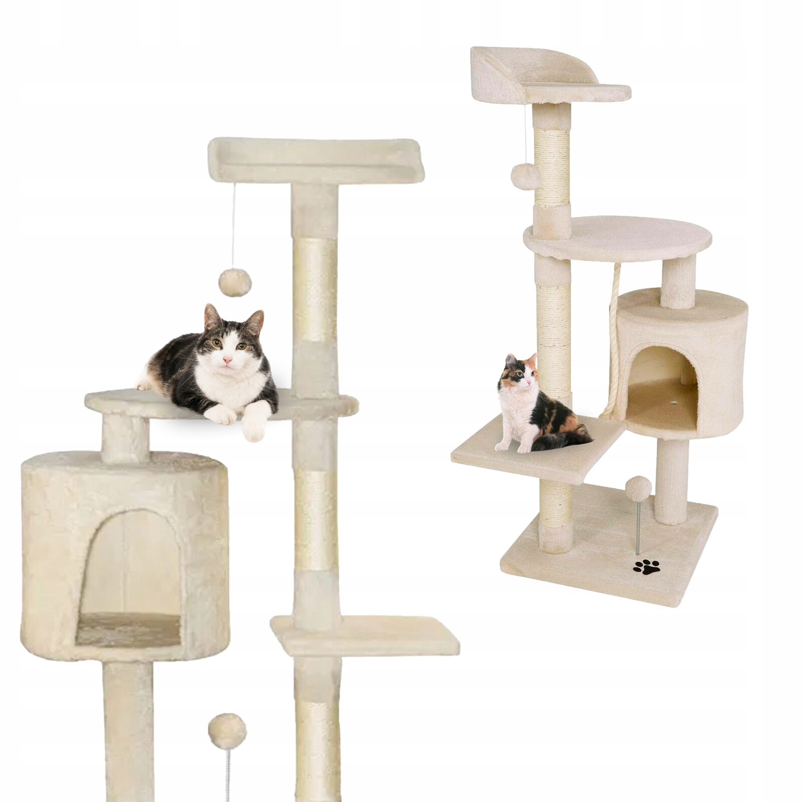 Škrabadlo velké pro kočky Gaczoo věž pelíšek béžová 40 x 40 x 116 cm