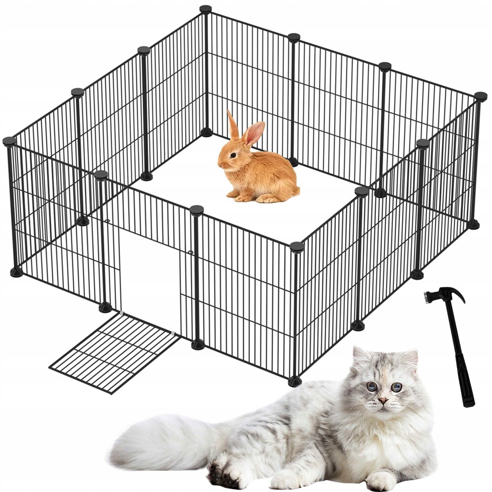 Oplocení Pro Malá Zvířata 12 Panelů Kovové Síťky 142X72X36 CM