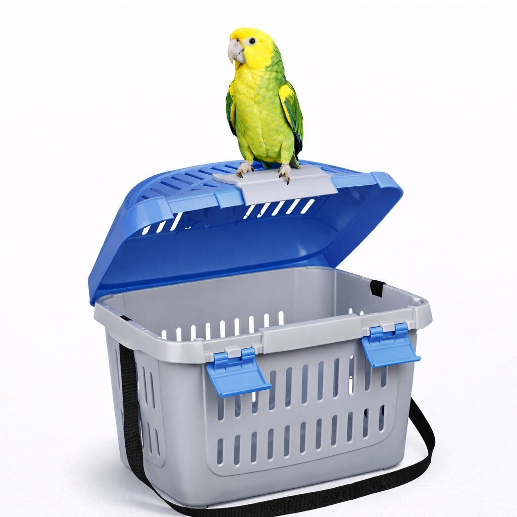 Šedo/modrá přepravní taška pro malé střední a větší papoušky