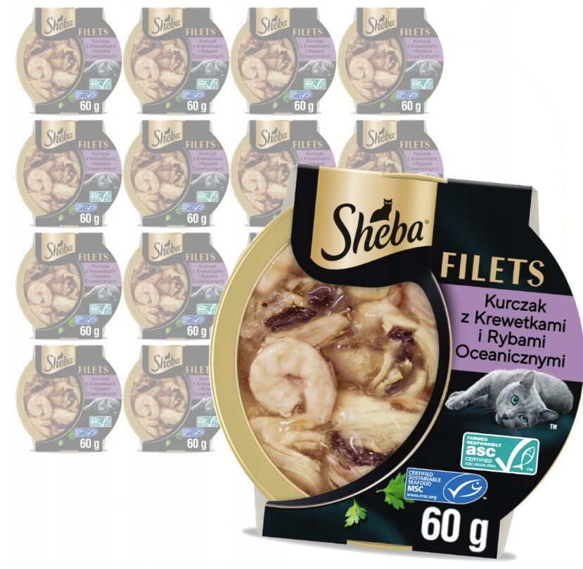 Sheba Filets kuře & krevety & oceánské ryby v omáčce 16x60g