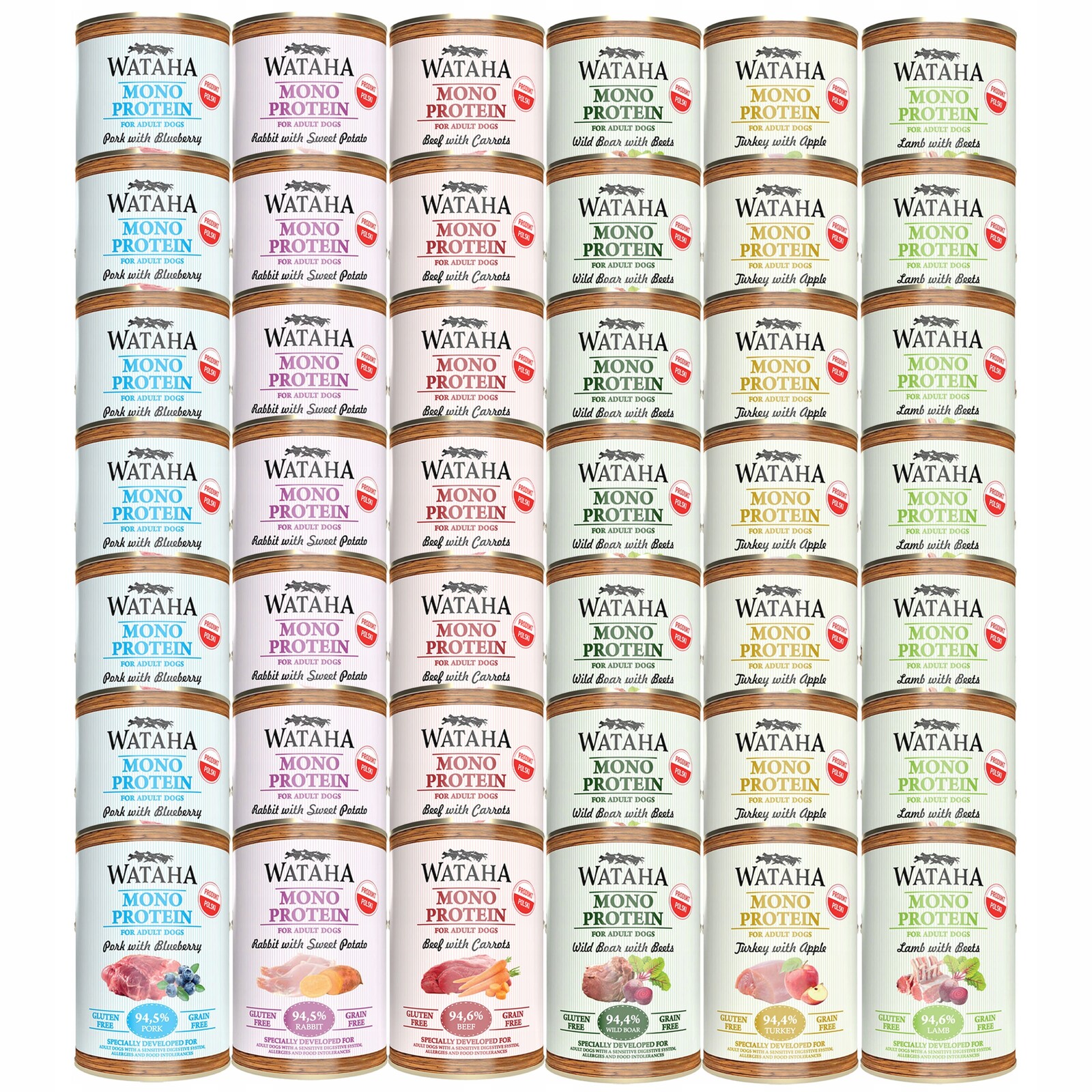 Wataha Mono Protein Adult krmivo pro psy Mix chutí 42 x 400 g