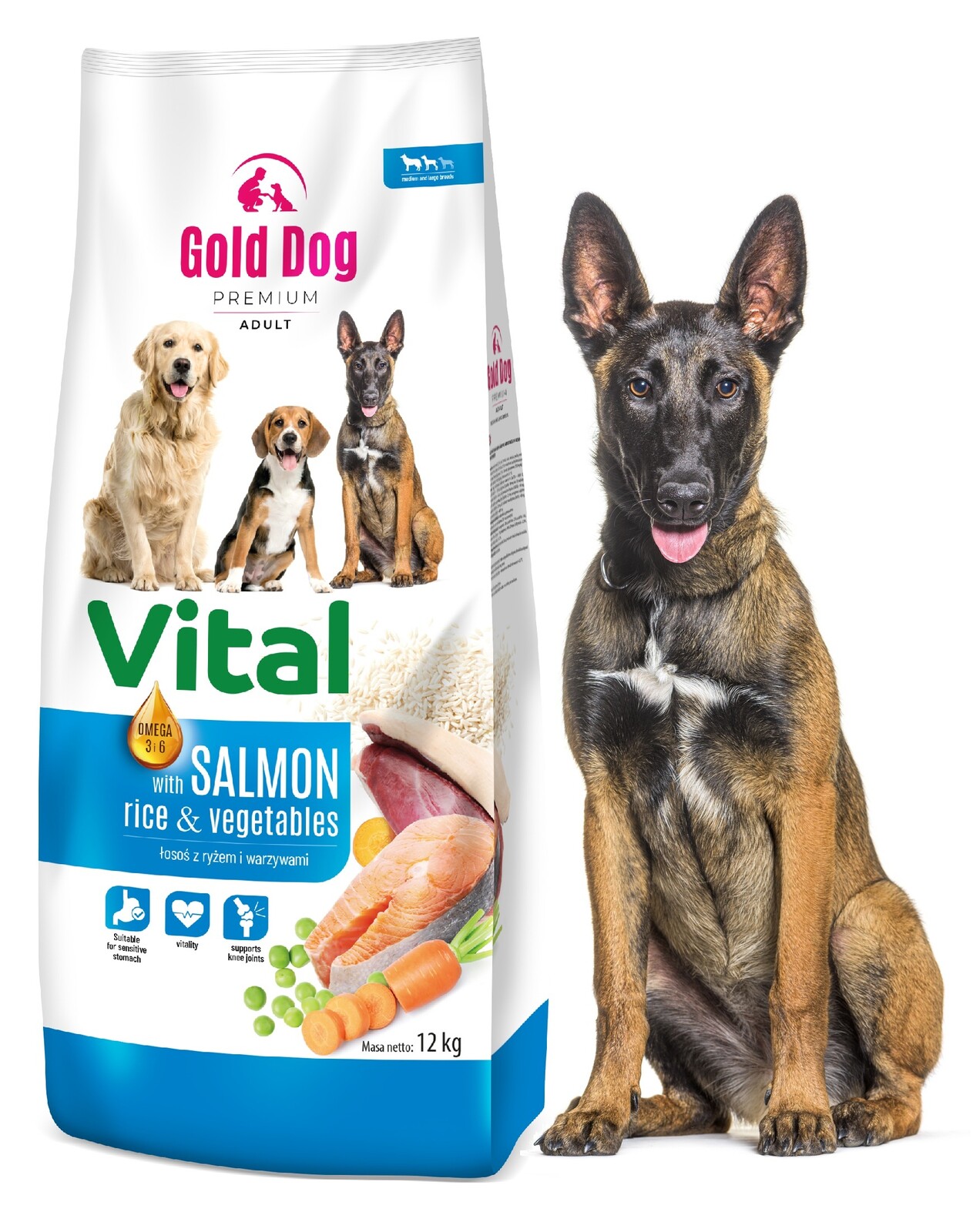 Krmivo pro labradora Gold Dog Vital Salmon premium 12kg Lososová rýže zelenina