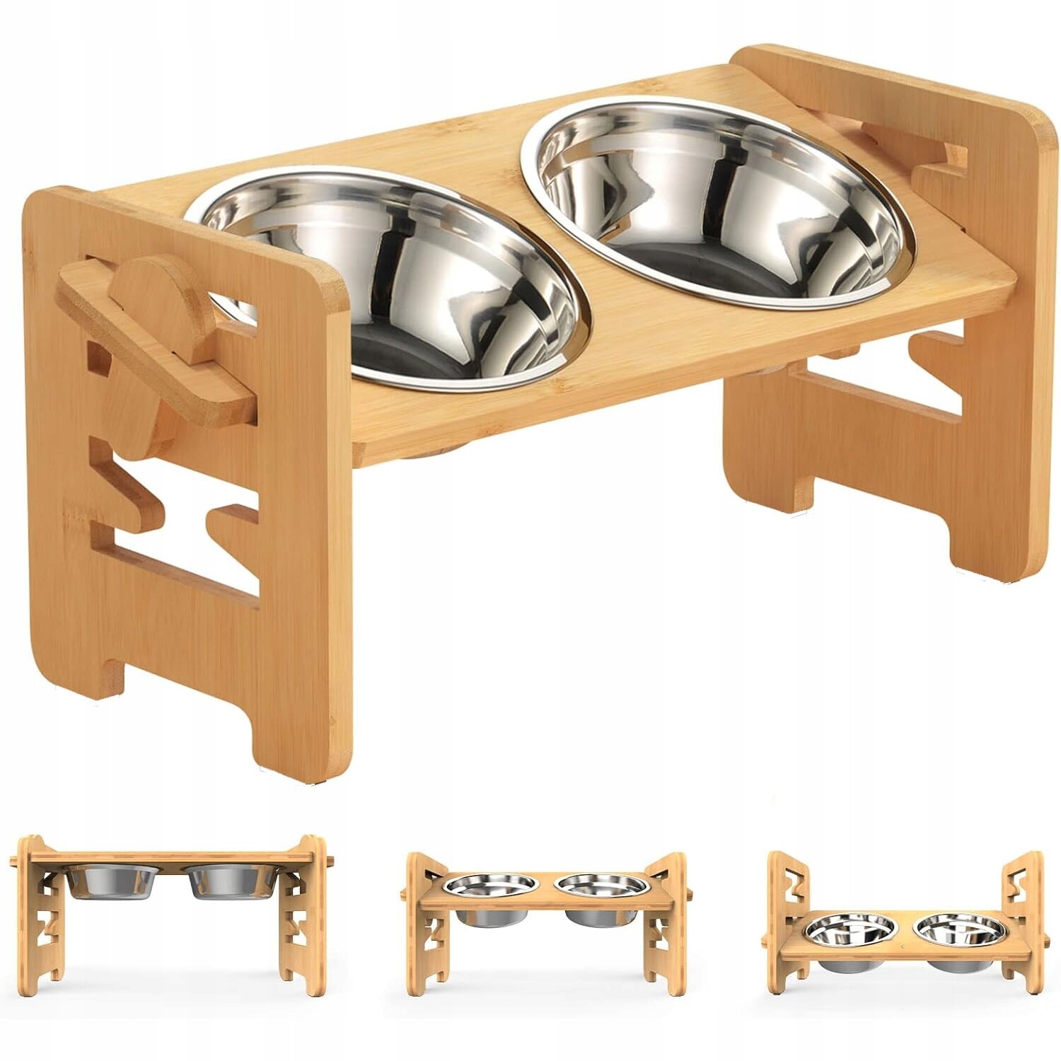 Miska na stojanu pro psa Nastavitelná, dvojitý kovový stojan na Misky vody