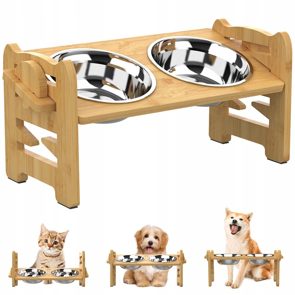 Stabilní Dřevěný Stojan, Vyvýšená Miska 15°, 6 Úrovní Nastavení