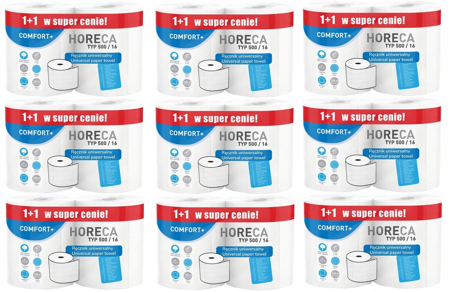 Papírový Ručník 2V Horeca Comfort+ Celulóza Odolný 200 M 18 Rolí