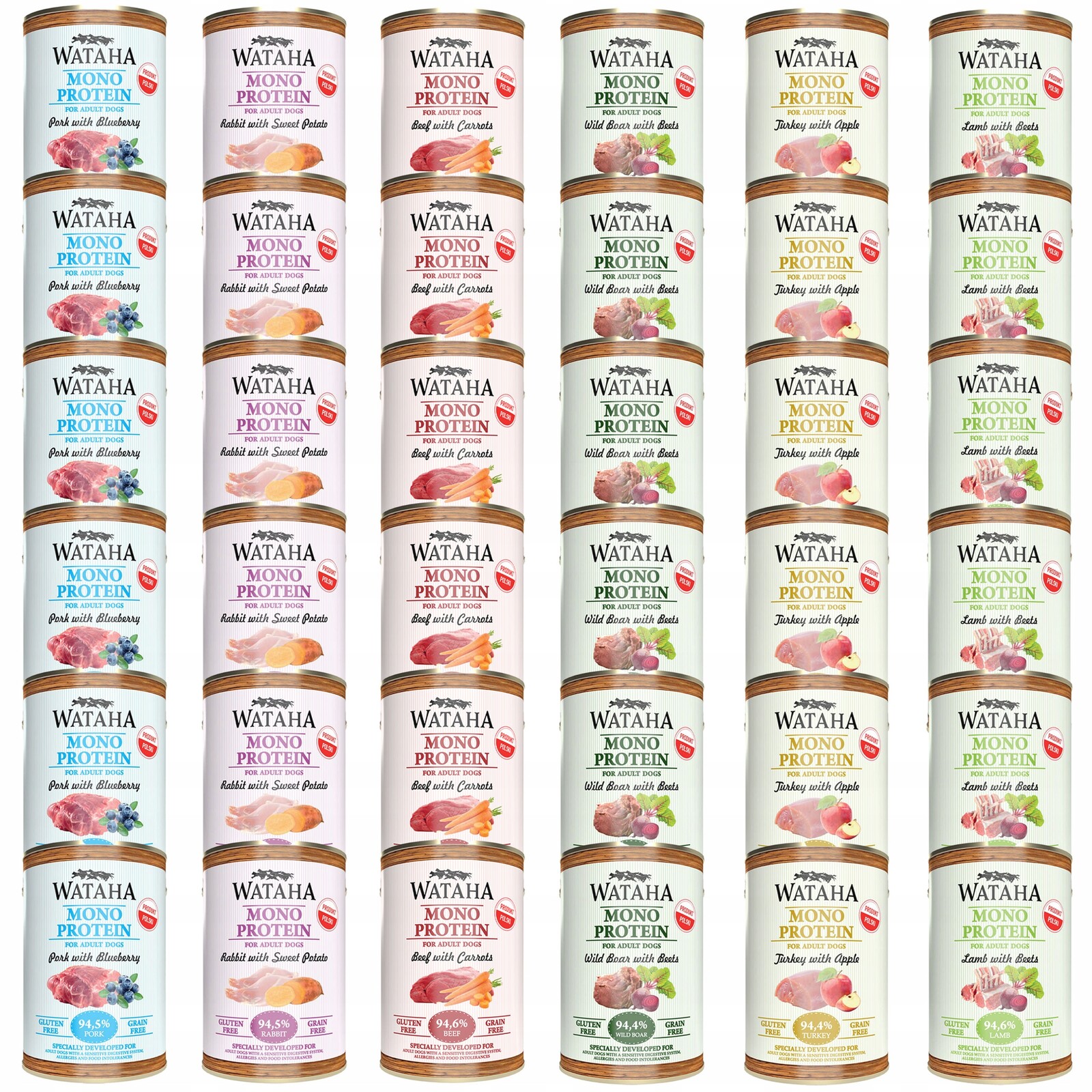 Wataha Mono Protein Adult krmivo pro psy Mix chutí 36 x 400 g