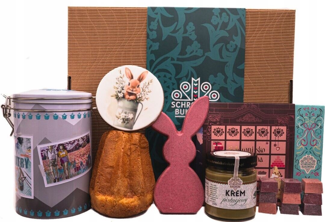 Velikonoční koš Box Schronisko Bukowina Bábovka Pralinky Krém Pistácie
