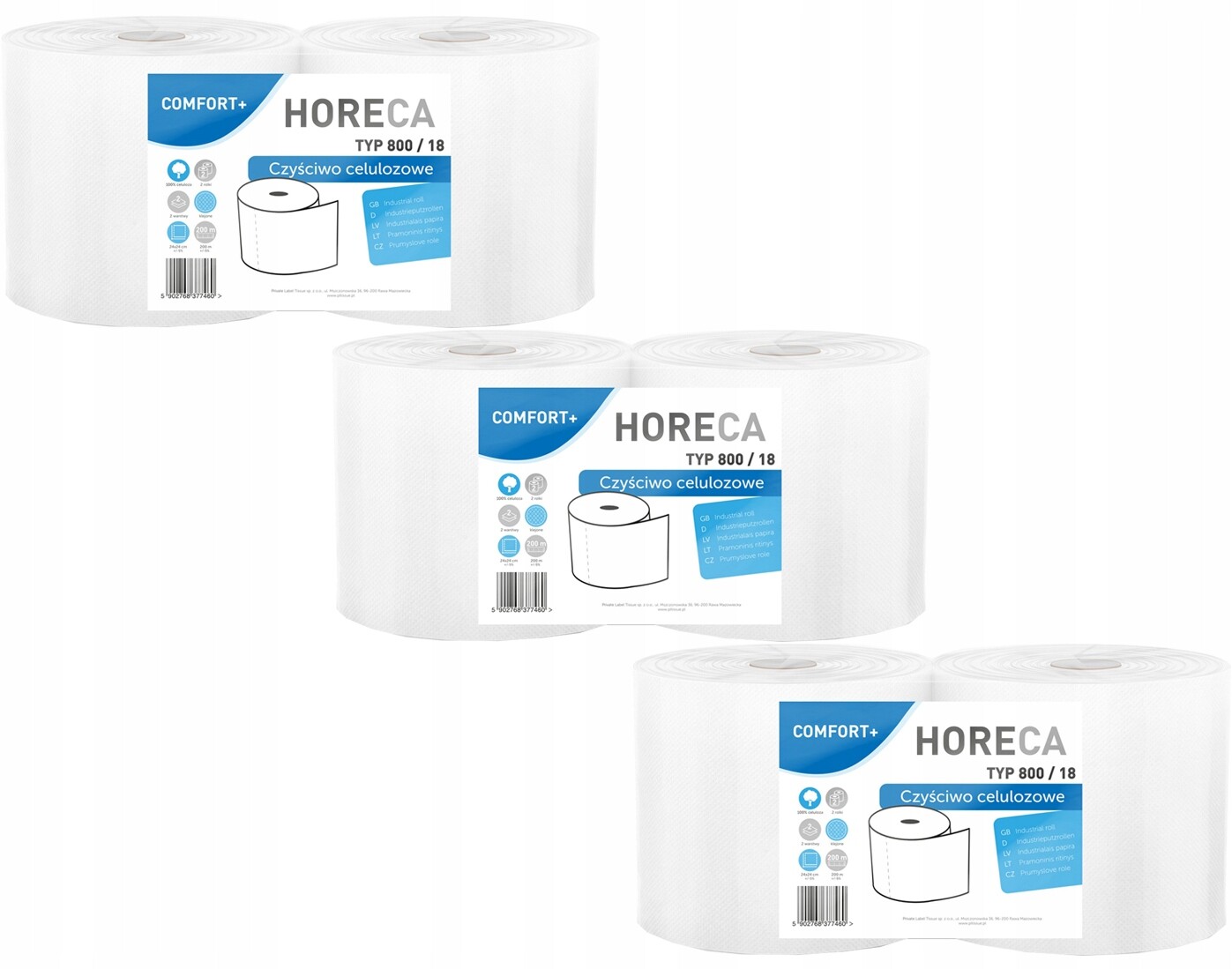 Čisticí Utěrka ručník Bílý Celulóza 2 vrstvy Horeca 400 m 800 6 rolí