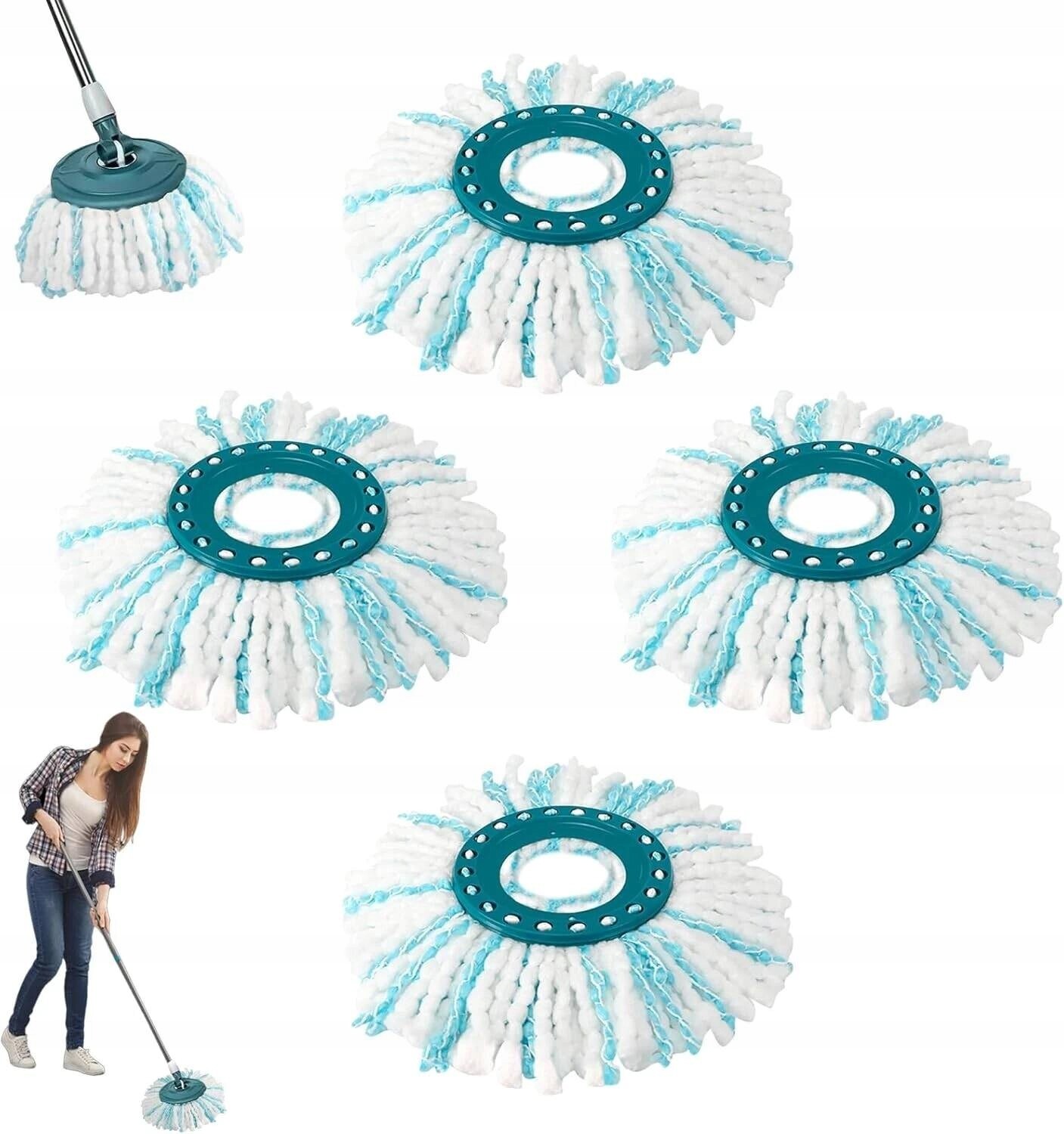 Mop z mikrovlákna s vyměnitelnými hlavicemi pro Clean Twist, sada 4 ks