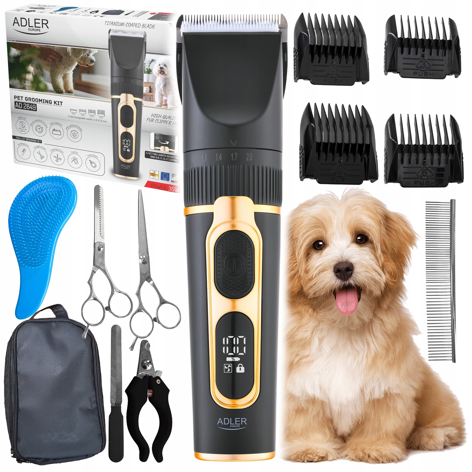 Profesionální Strojek Na Stříhání Psa Kočky Psů Zvířat Tichý 12v1