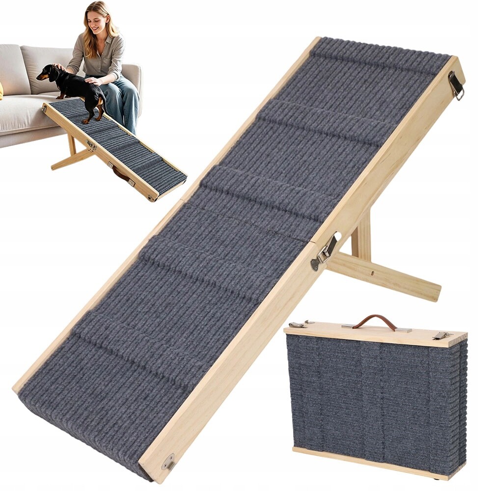 Dřevěná rampa Schodky pro psa a kočku Plošina Sklon 83 cm s regulací