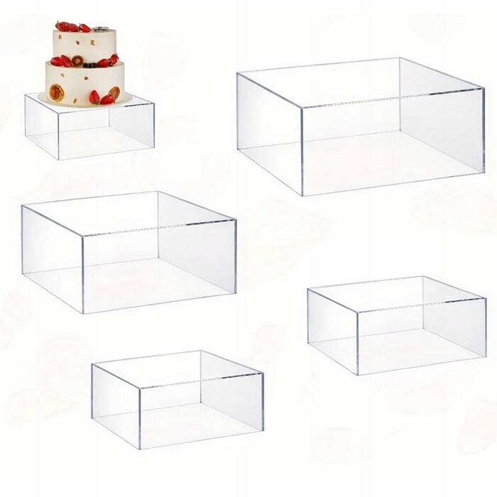 4ks Sada stojanů na sladký stůl Expozitor na dort akrylová mísa