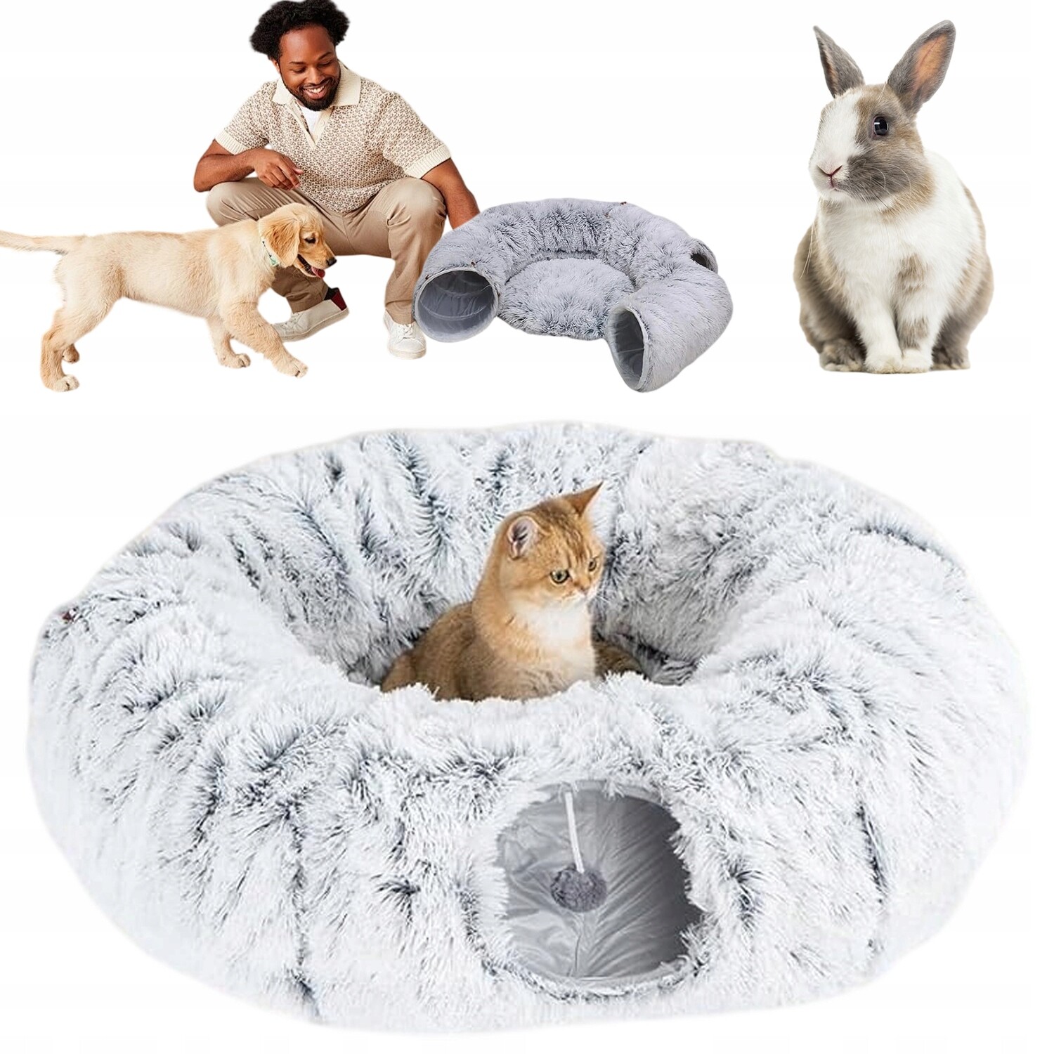 Domeček Pro Kočky Vyrobený Z Nadýchaného A Měkkého Plyše 85 x 26 CM Šedý