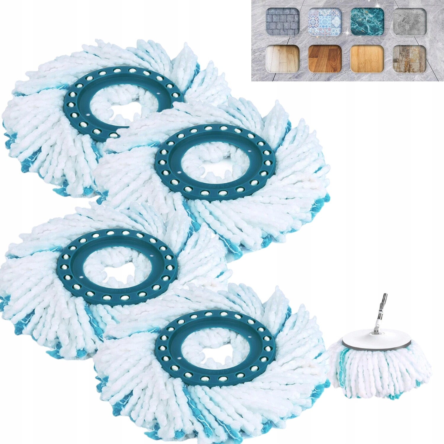 4X Hlavice Vložka Do Mopu Leifheit Clean Twist Rotační Náhrada