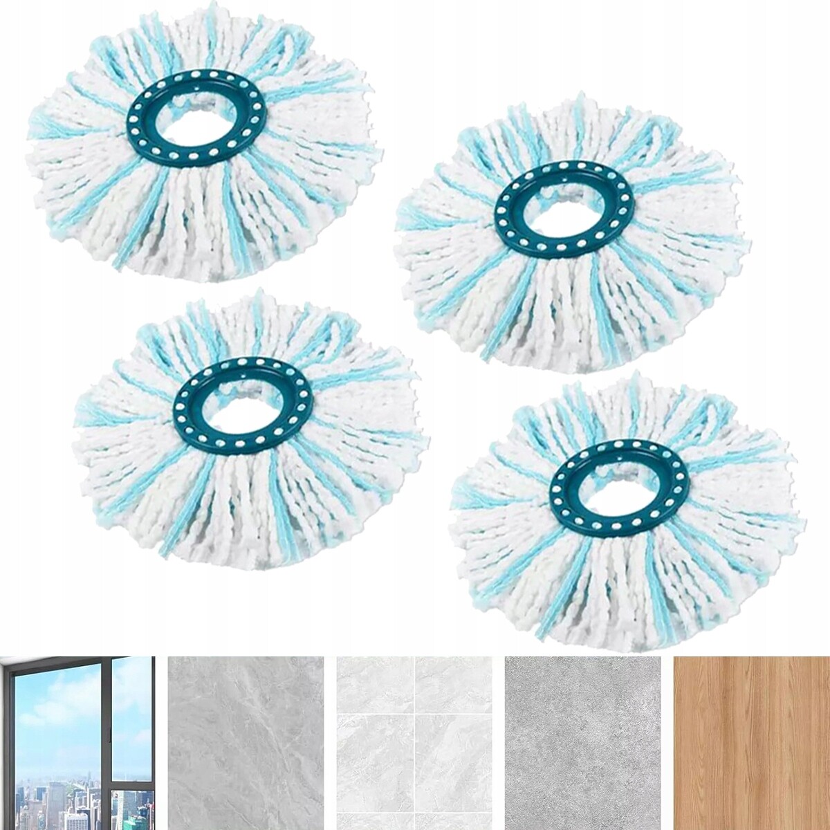 Vložka Do Mopu Kulatý Mikrovlákno Savá Zásoba Koncovka 4PC