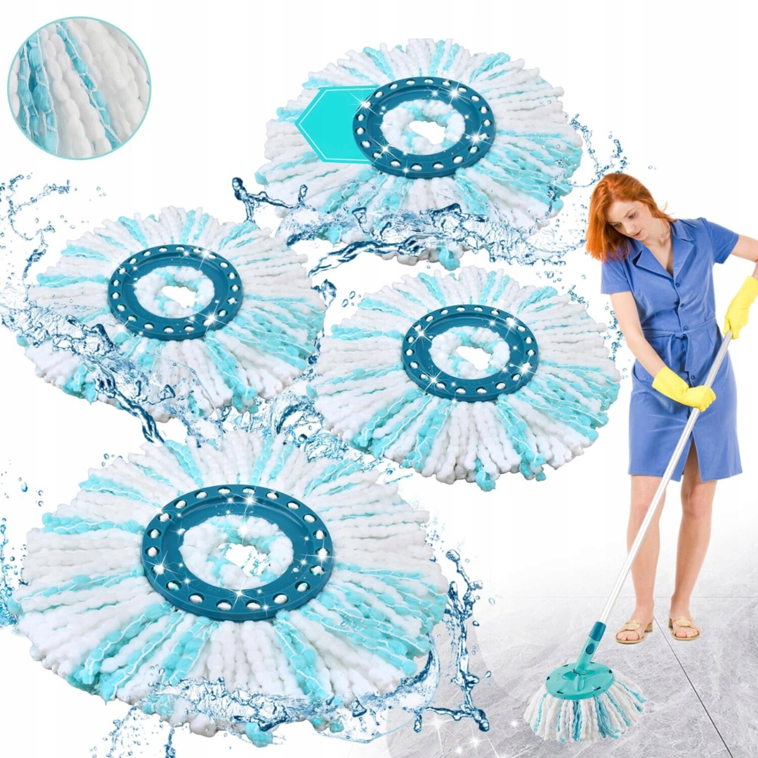 Vyměnitelná Hlavice K Mopu Pro Leifheit Sada Náhradních Hlavic K Mopu 4KS