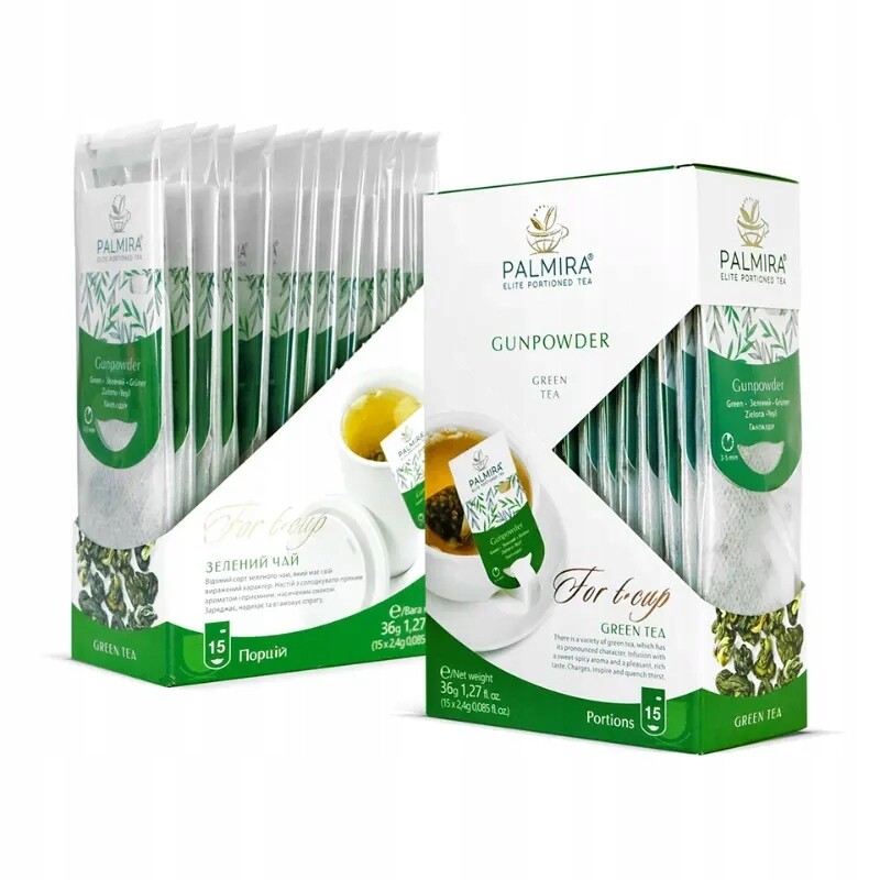 Čaj zelený čínský listový Palmira Gunpowder 15 sáčků