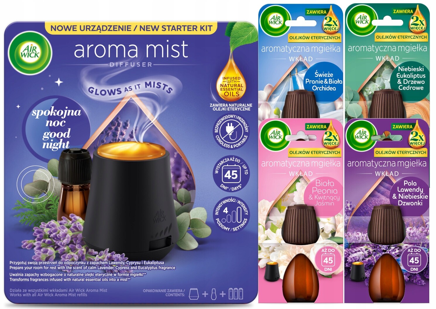Air Wick Mlha Osvěžovač vzduchu Klidná noc difuzér 5 x náplň 20 ml
