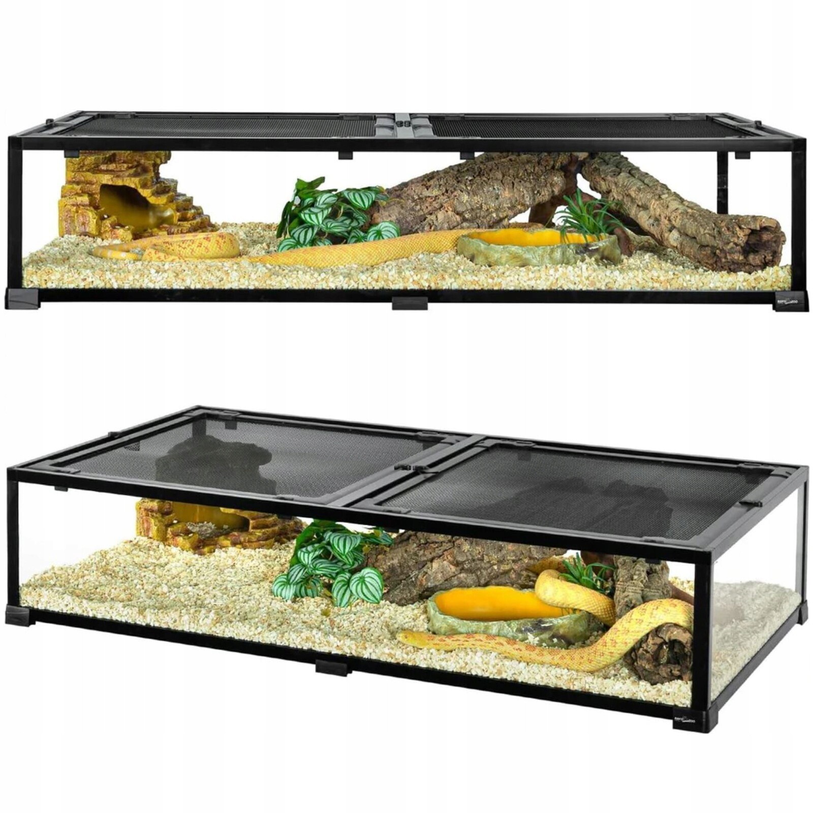 Velké Skleněné Terárium 120x45x30 360 Pohled Ventilace Víko Pro Plazy