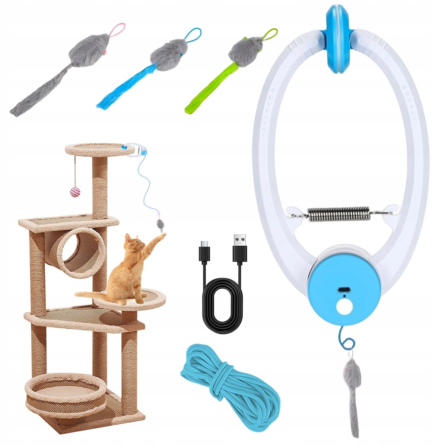 Hračky Pro Kočky Interaktivní Vestavěná Lithiová Baterie 500 Mah Bílá