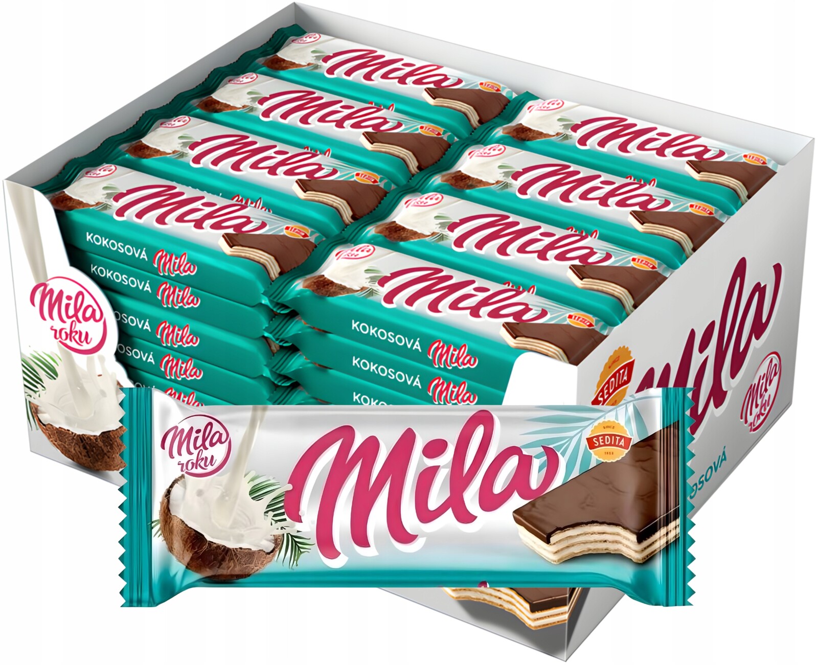 Sedita Mila Oplatky s kokosovou-mléčnou krémovou náplní v kakaové 56×50g