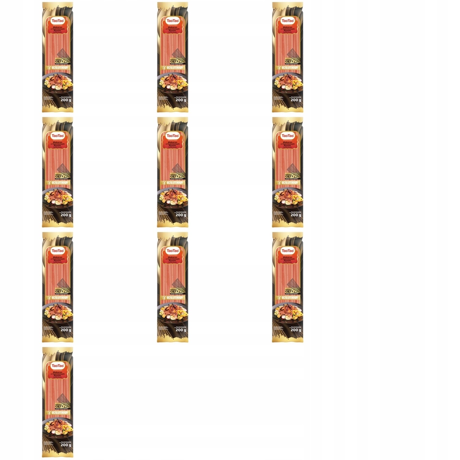 10 x 200 g Taotao Těstoviny rýžová stuha s přídavkem červené rýže Karton