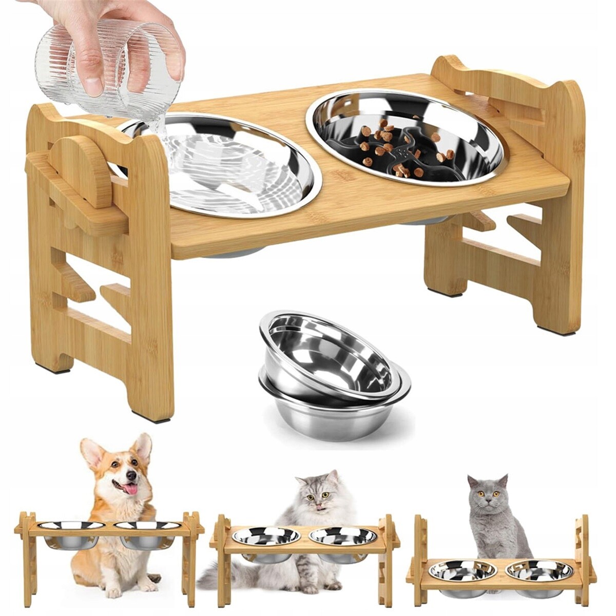 Dřevěný stojan na krmivo o 15° sklonu, 6 nastavitelných výšek