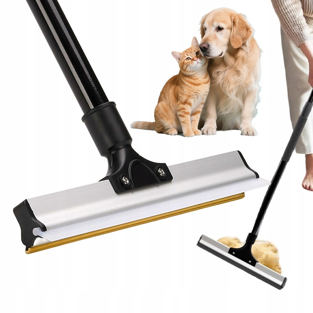 Kartáč na Srsti Psa Kočky Teleskopický Černo-stříbrný s mědí 121 cm