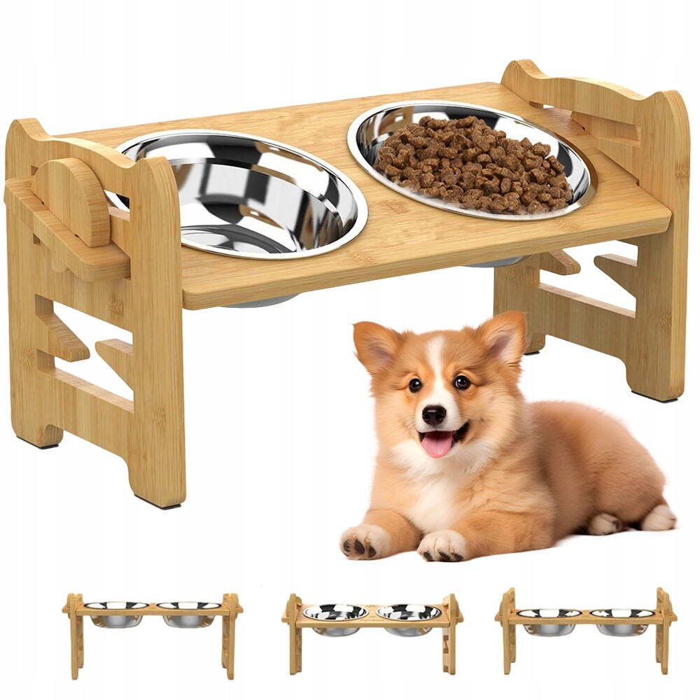 Dvojitá Miska Na Dřevěném Stojanu Pro Psa A Kočku S Naklápěcím Dárek