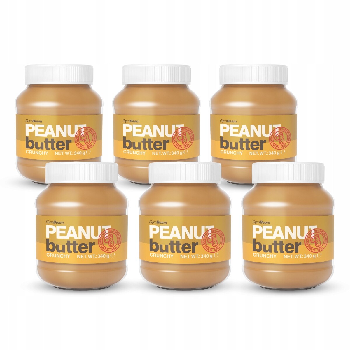 Arašídový Krém 100% Bez Cukru A Soli S Kusy Ořechů GymBeam 6x340g