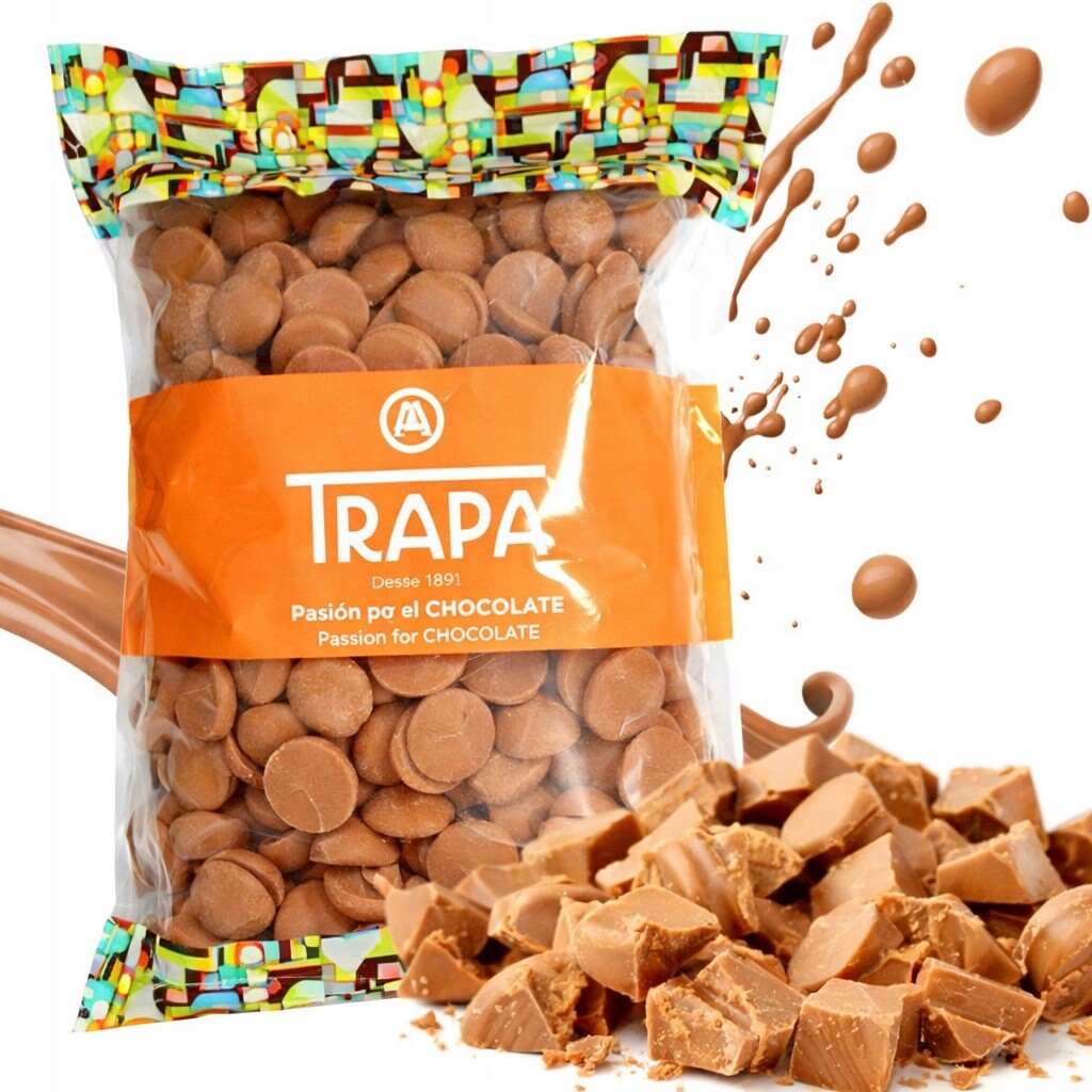 Čokoláda přírodní mléčná Trapa Bez Cukru A Palmového Oleje Španělsko 1 kg