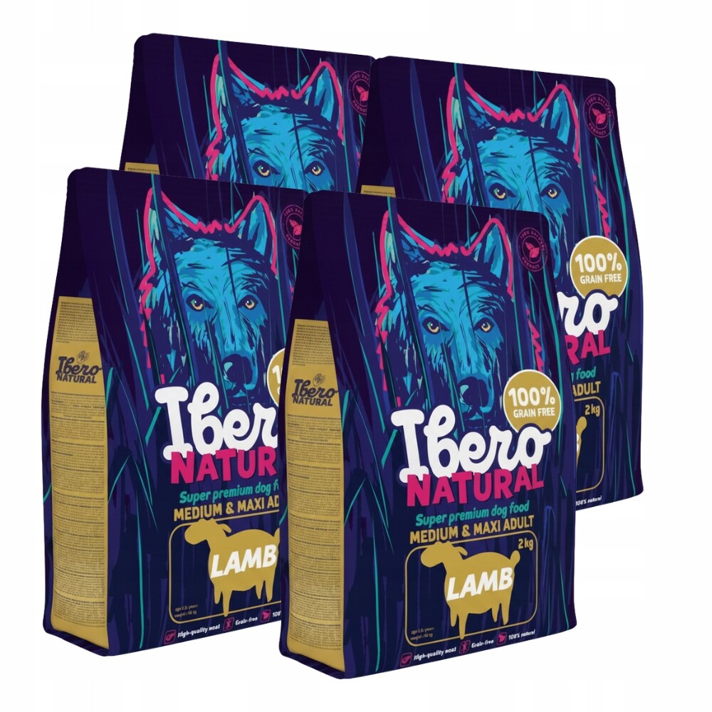 Bezobilné suché krmivo pro psa 4 kg jehněčí Ibero Grain Free Medium Maxi