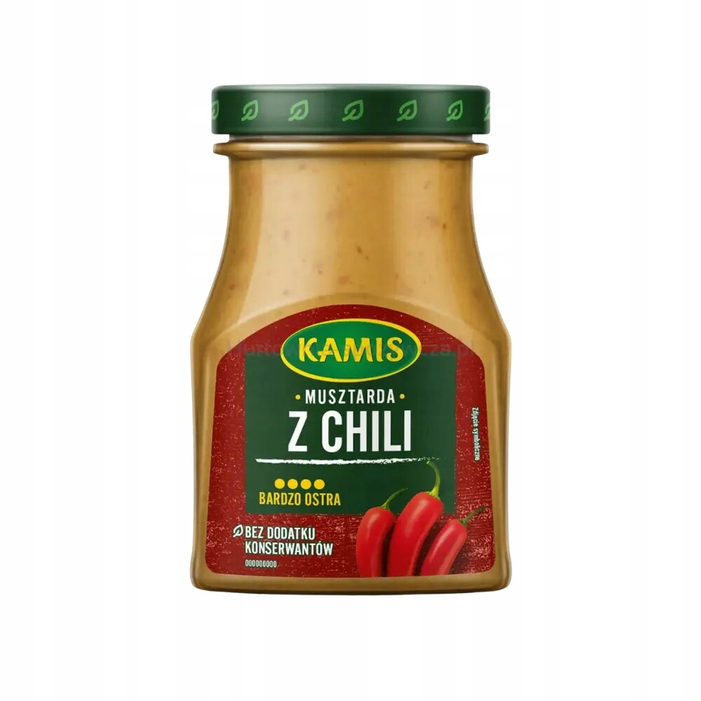 Kamis hořčice Strong s řezaným chilli 185 g