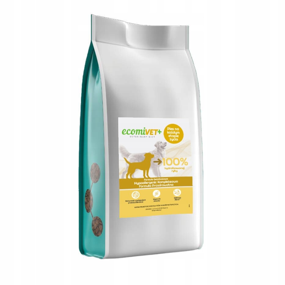 ecomiVET+ Hypoallergenic Štěňata a psi1.5 kg dieta 100% hydrolyzát losos