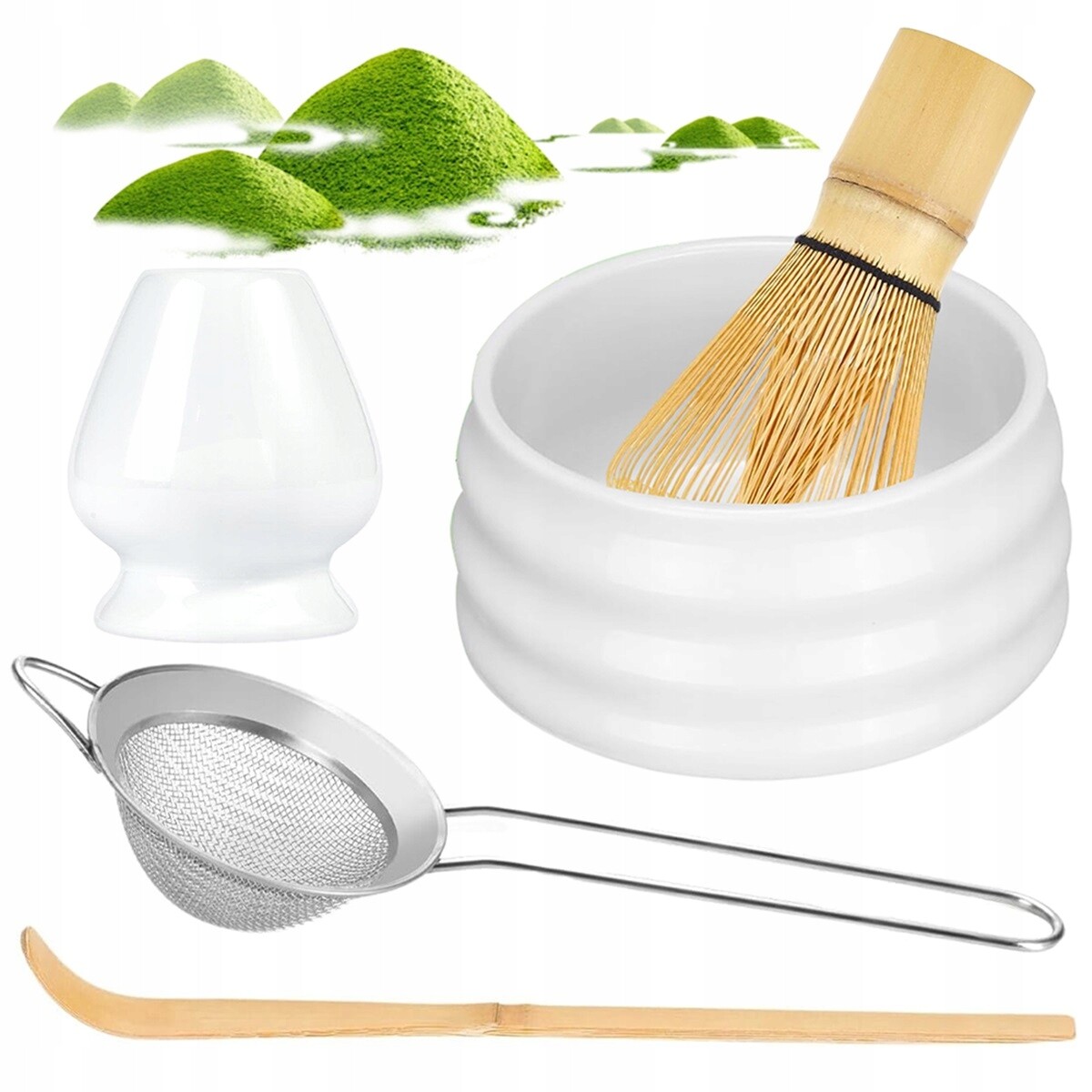 Keramicko-bambusový Set Pro Matcha S Meditační Metličkou