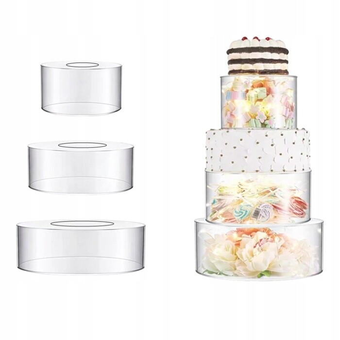 3ks Separátor na dort 15/20/30xh10 cm Prázdné patro Akrylový stojan Expozice