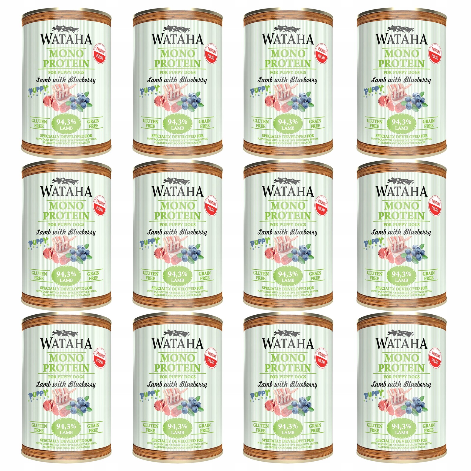 Wataha Mono Puppy krmivo pro štěňata Jehněčí s borůvkou 12 x 400 g