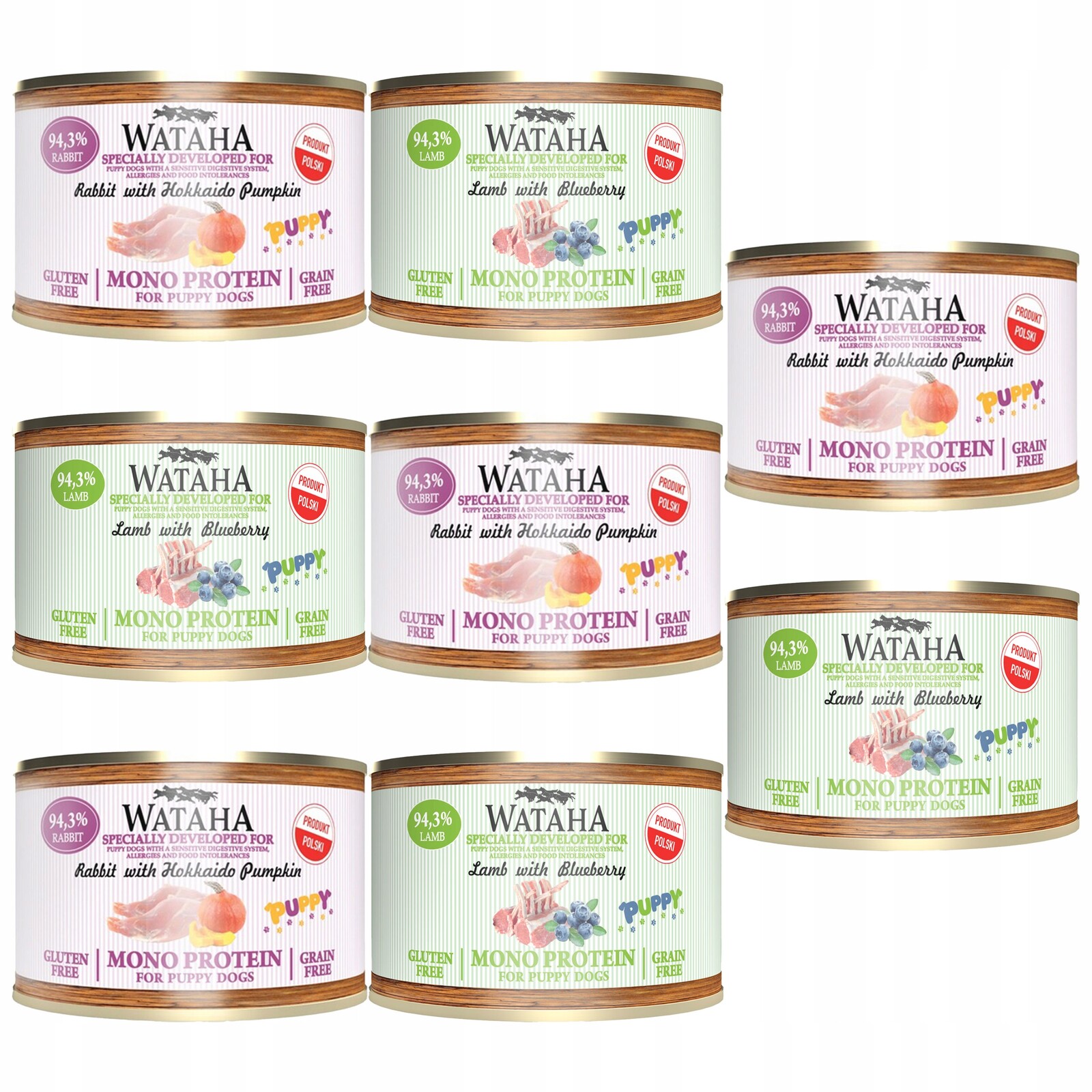 Wataha Mono Puppy vlhké krmivo pro štěňata Mix chutí 8 x 185 g