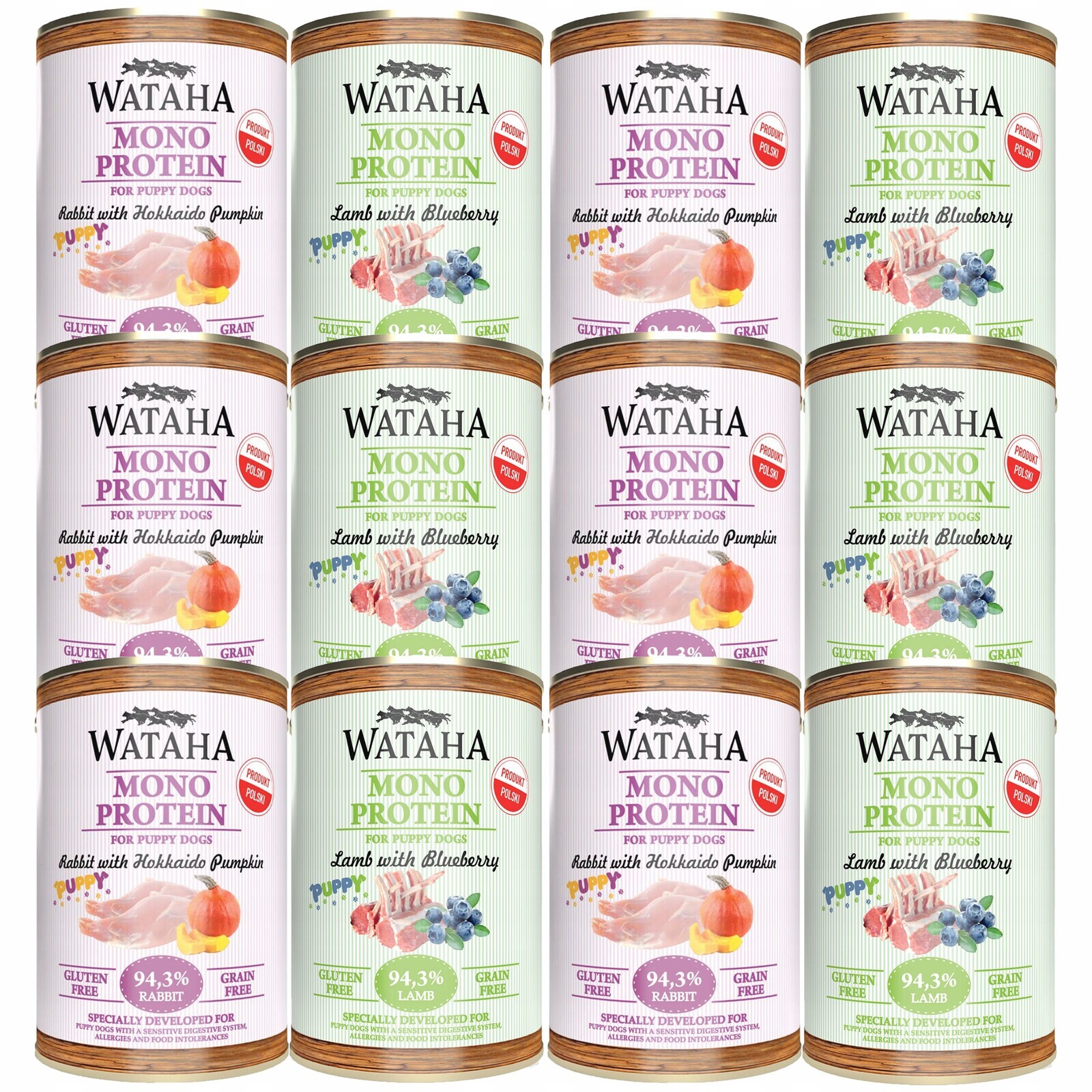 Wataha Mono Puppy krmivo pro štěňata Mix chutí 12 x 400 g