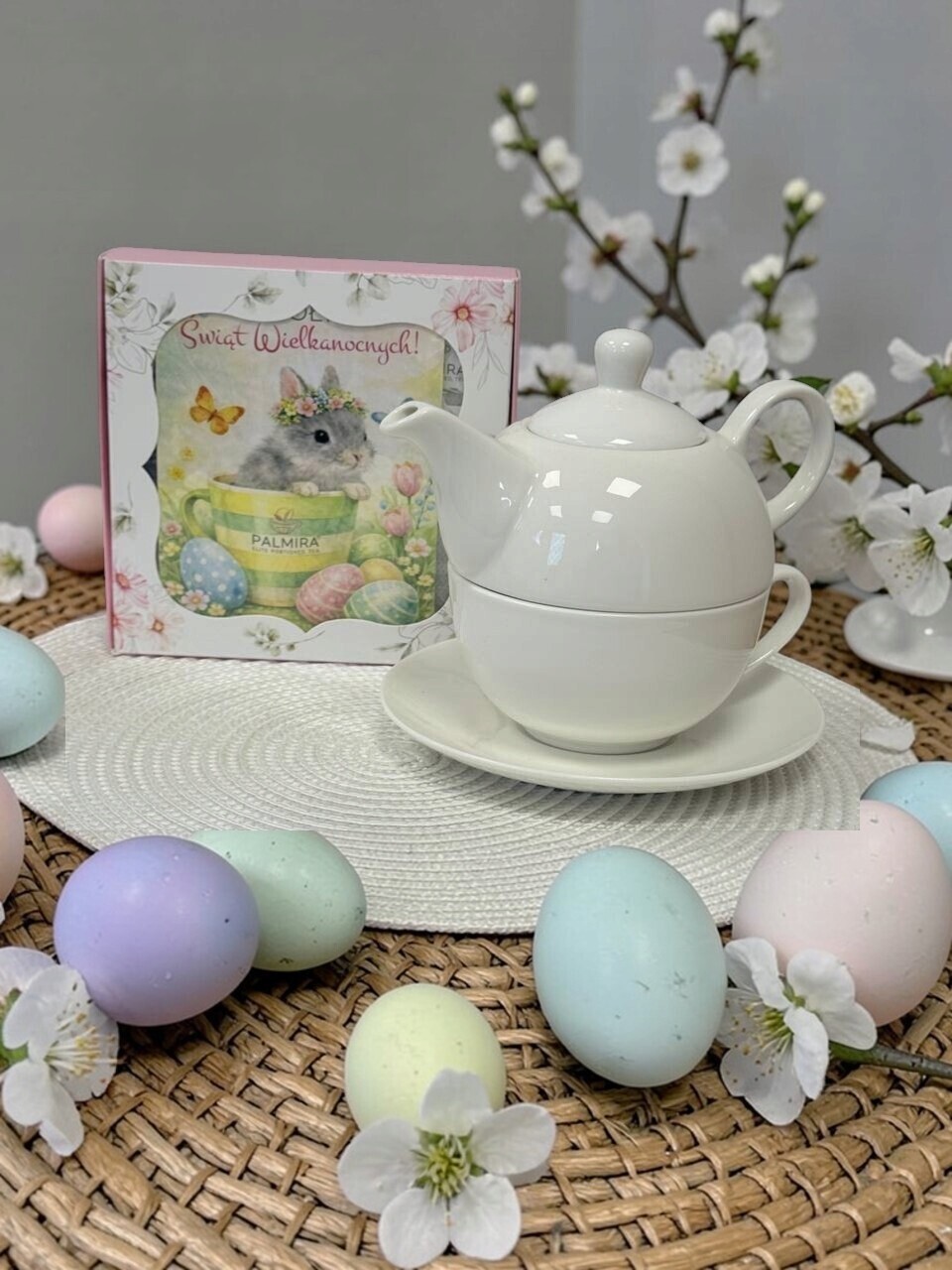 Dárková sada Velikonoční čaj Palmira, šálek, džbán, 15 ks